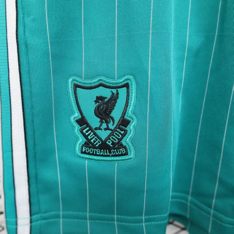 25/26 Liverpool Adidas Original Green with Teal Pinstripes Shorts