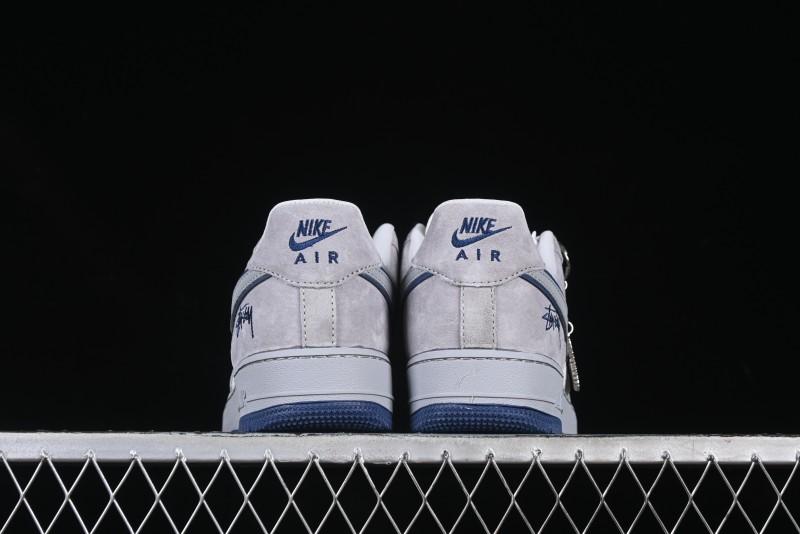 Nike Air Force 1 '07 Low Stussy Collaboration Grey Blue Pig Bear AF1 Low Top Casual Sneakers - DF0188-017