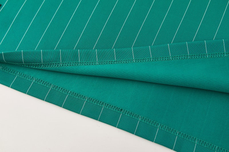26/27 Liverpool Green Pinstripe Short Sleeve+Soccer Shorts