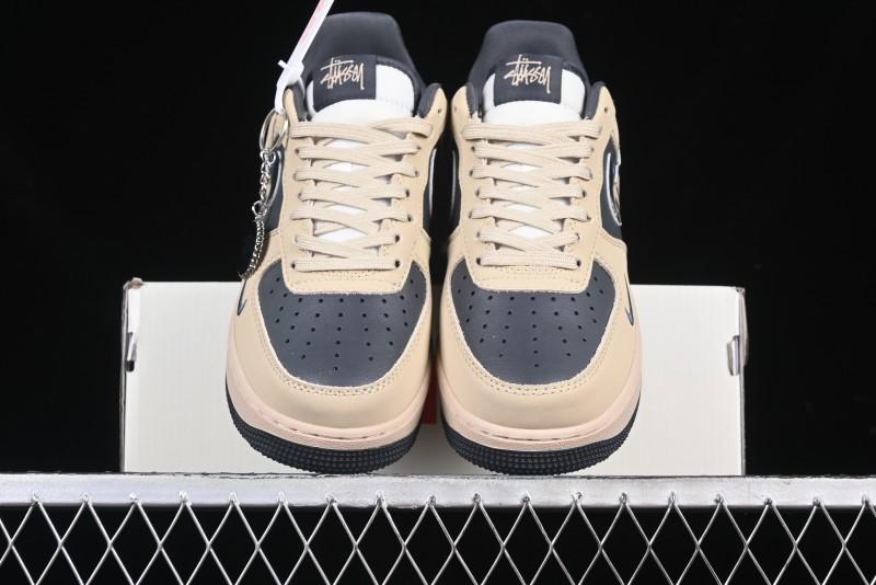 Nike Air Force 1 '07 Low Stussy Collaboration Grey Fog Swoosh Low-Top Casual Sneakers - KK1988-033