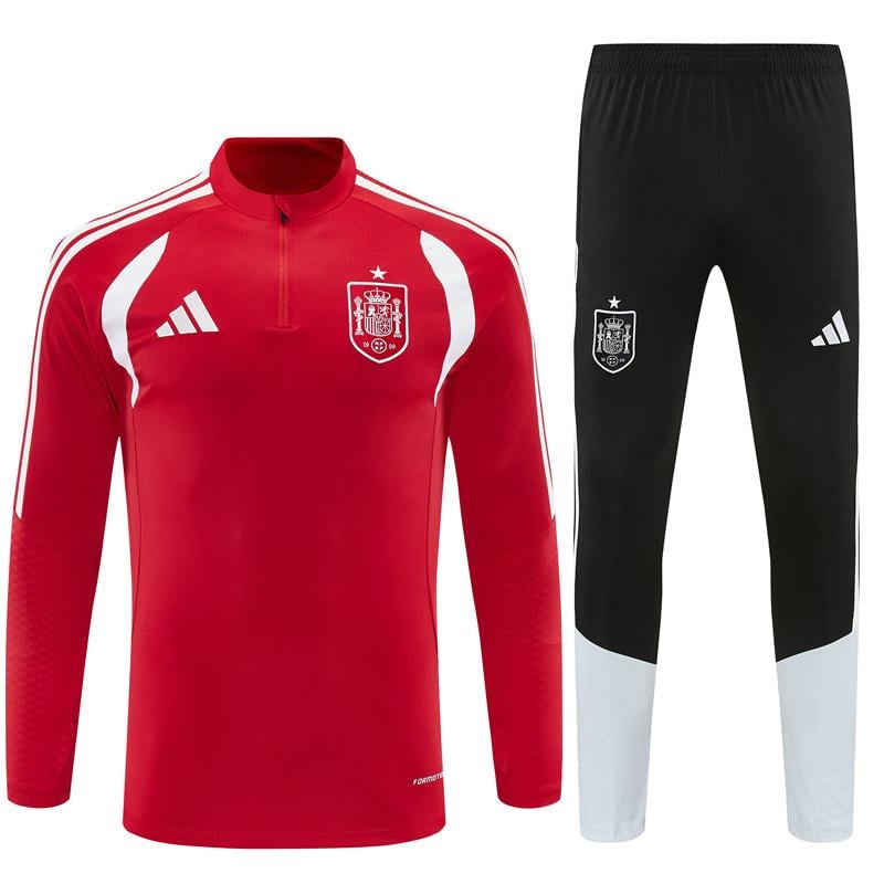 2026 Spain Red Half Zipper Jacket Tracksuit + Long Pants