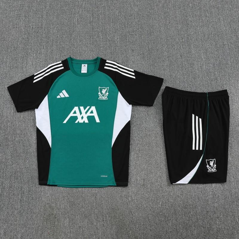26/27 Liverpool Green & Black Short Sleeve+ Black Soccer Shorts