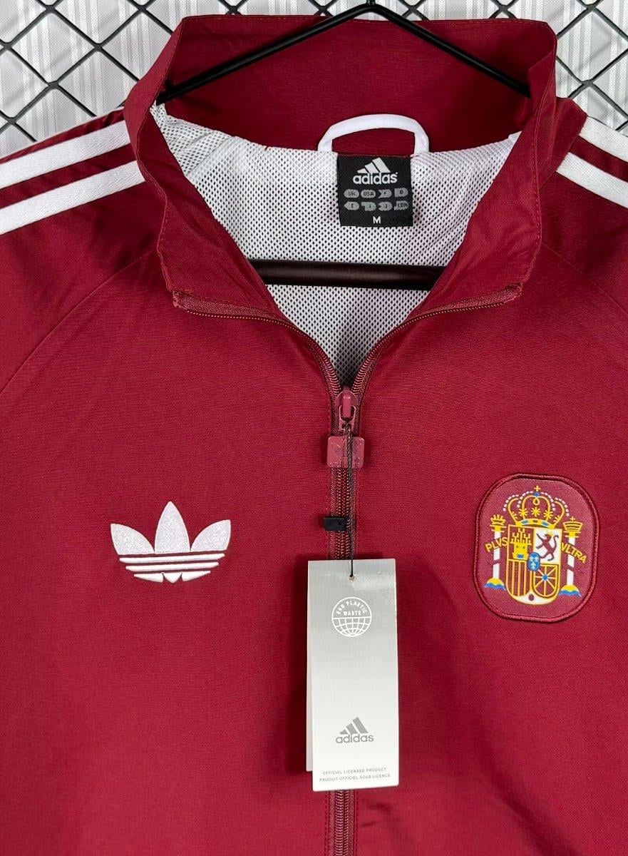 2026 Spain Burgundy Red Full Zipper Windbreaker