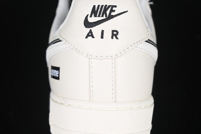 Nike Air Force 1 '07 Low Supreme Collaboration - Beige Black Double Swoosh Casual Sneakers - DF0188-019