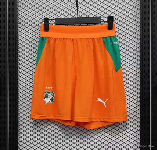 2026 Player Version Ivory Coast Orange with Green Side Panels Shorts
