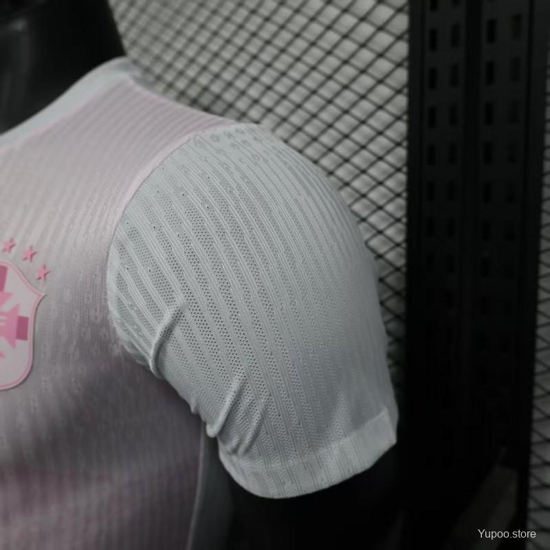 Player Version 2026 Brazil Special Edition White with Christ the Redeemer Pink Pattern Jersey