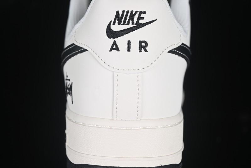 Nike Air Force 1 '07 Low Stussy Collaboration Black Leather Low-Top Casual Sneakers - HH7518-045