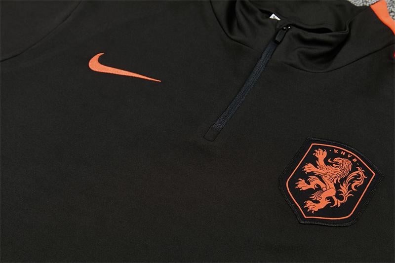 2026 Netherlands Black & Orange  Half Zipper Jacket Tracksuit + Long Pants