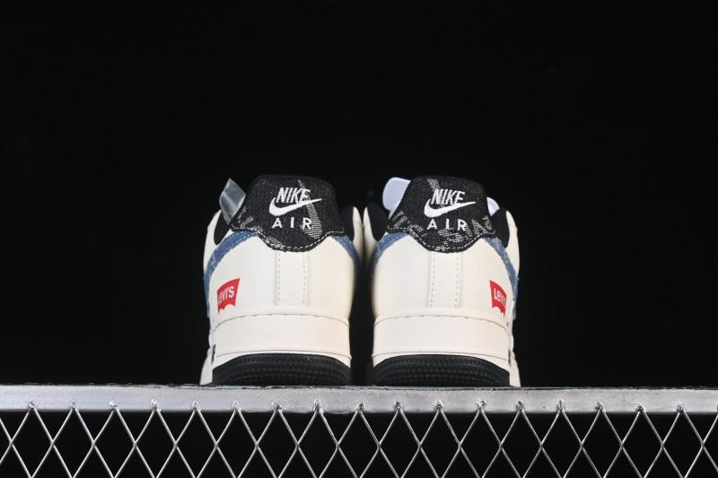 Nike Air Force 1 '07 Low Levi's Collaboration Light Blue Denim Four Swoosh Casual Sneakers - QW5606-261