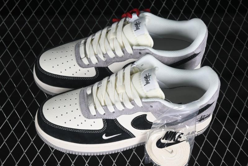 Nike Air Force 1 '07 Low Stussy Collaboration Black Grey Patchwork Low-Top Casual Sneakers - XZ6188-363