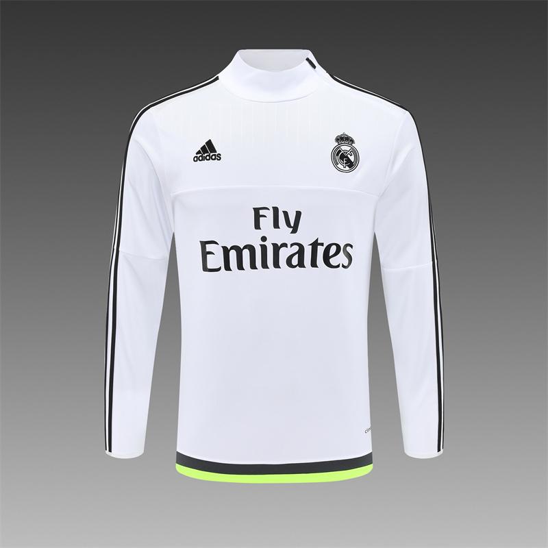 Retro 15/16 Real Madrid White Half Zipper Jacket