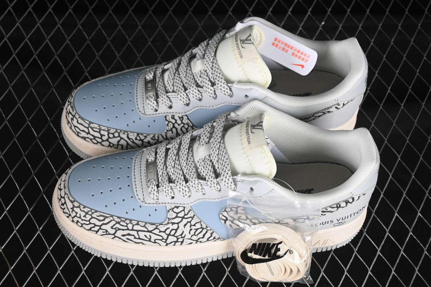 Nike Air Force 1'07 Low LV Collaboration Grey Blue Stone Texture Casual Sneakers - ZH2598-307