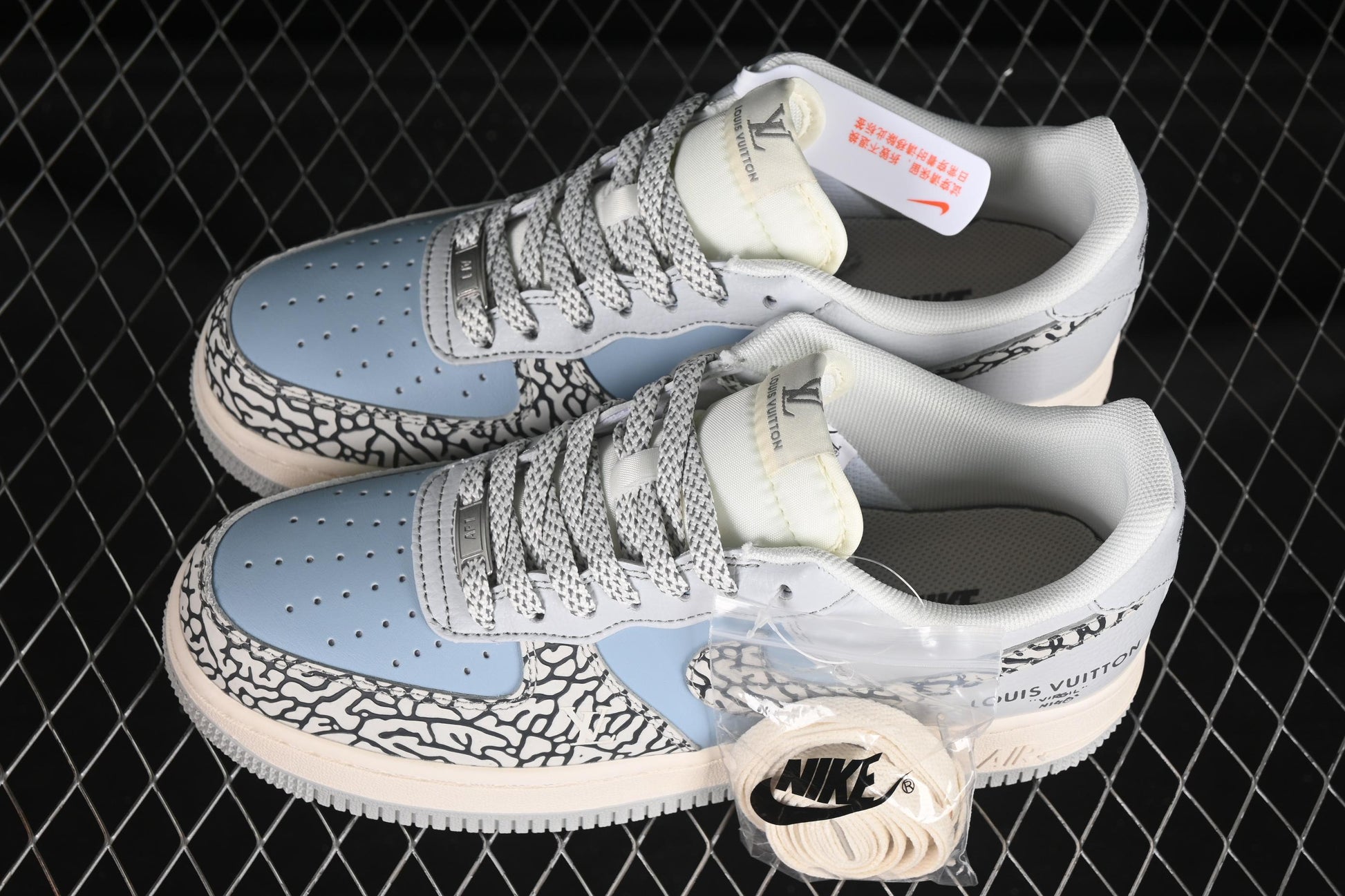 Nike Air Force 1'07 Low LV Collaboration Grey Blue Stone Texture Casual Sneakers - ZH2598-307