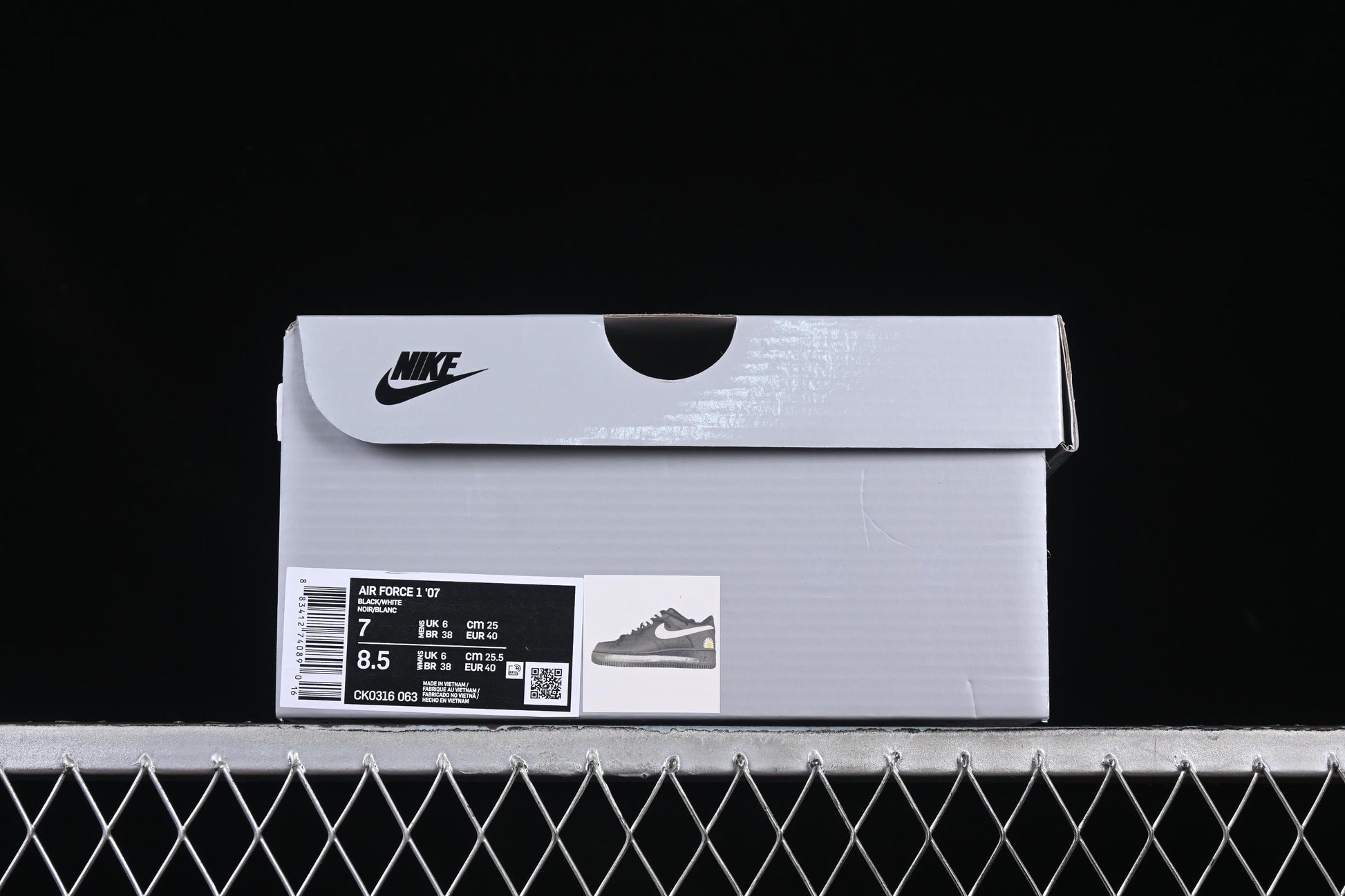 Nike Air Force 1'07 Low Casual Sneakers with 2D Daisy Black White Graffiti Hand-Painted Design - CK0316-063