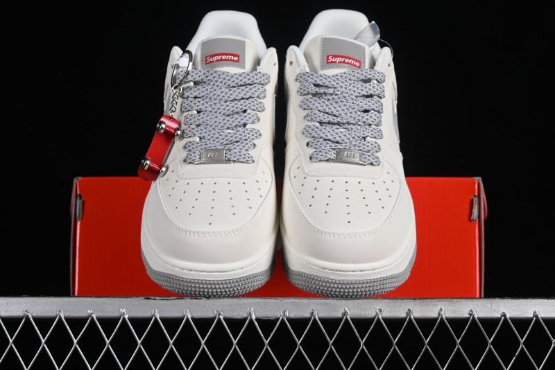 Supreme x Nike Air Force 1 '07 Low Beige Grey Casual Skate Shoes - HD1968-018