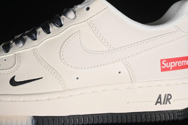 Nike Air Force 1 '07 Low Supreme Collaboration - White Black Two-Tone Low-Top Casual Sneakers - BB7577-217
