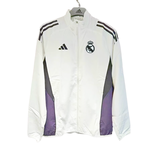 25/26 Real Madrid White /Purple Full Zipper Windbreaker
