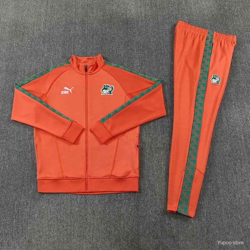 26/27 Côte d'Ivoire Orange Full Zipper Jacket Tracksuit + Long Pants
