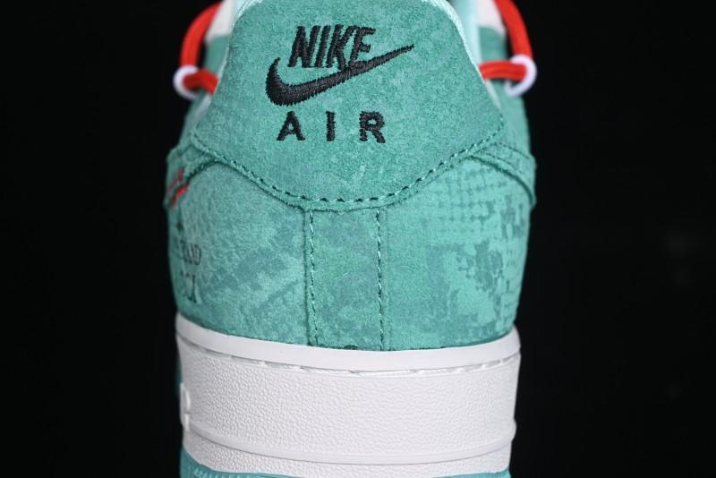 Nike Air Force 1 '07 Low Gucci Stone Island Collaboration - Grey Green Pigskin Lace-Up Casual Sneakers - DF0188-010