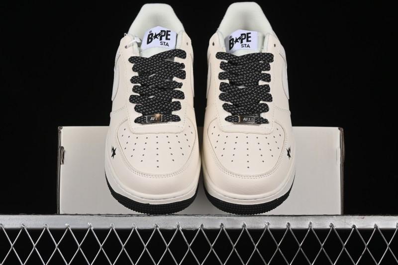 Nike Air Force 1 '07 Low Bape Collaboration - Black Beige Starry Sky Low Top Casual Sneakers - FG6688-103