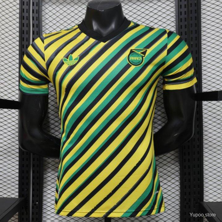 Player Version 2026 Jamaica x Adidas Originals Home Yellow Diagonal Stripe Jersey