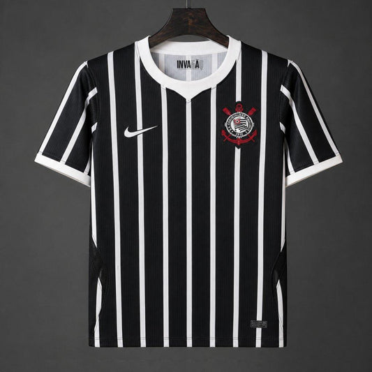 25/26 Corinthians Away Black White Pinstripes Jersey