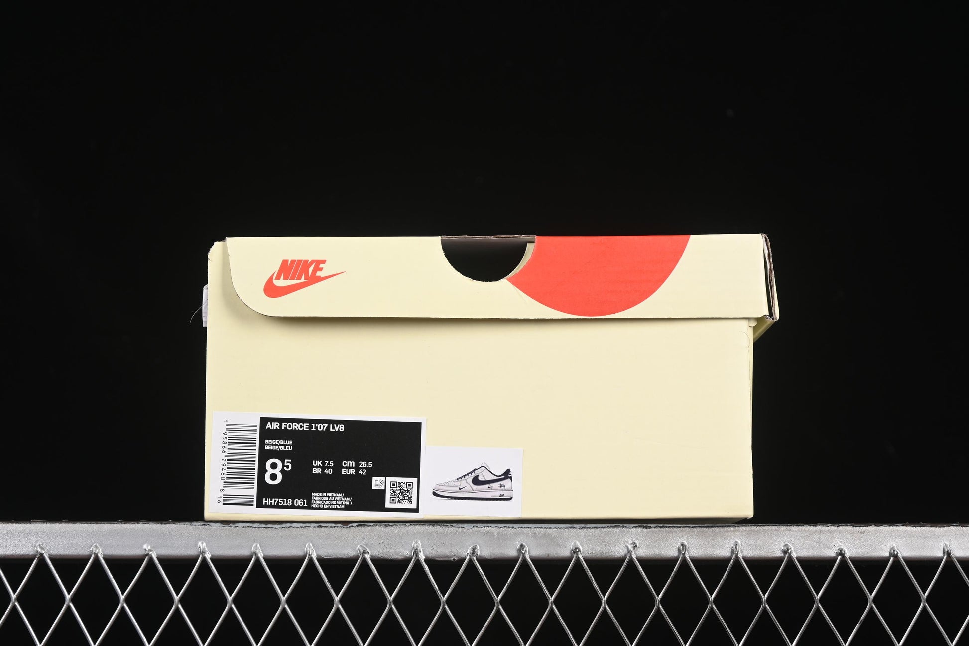 Nike Air Force 1 '07 Low Stussy Collaboration Dark Blue Mini Swoosh Casual Sneakers - HH7518-061