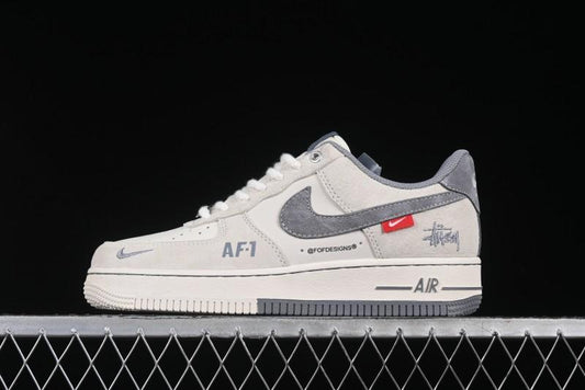 Nike Air Force 1 '07 Low Stussy Collaboration Dual-Tone Beige Low-Top Casual Sneakers - SJ6698-024