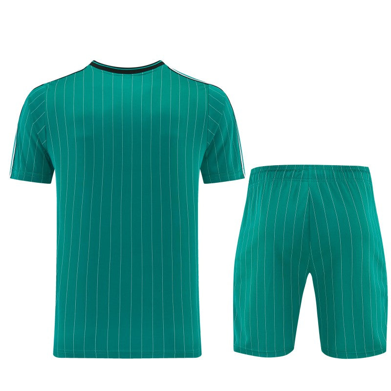 26/27 Liverpool Green Pinstripe Short Sleeve+Soccer Shorts