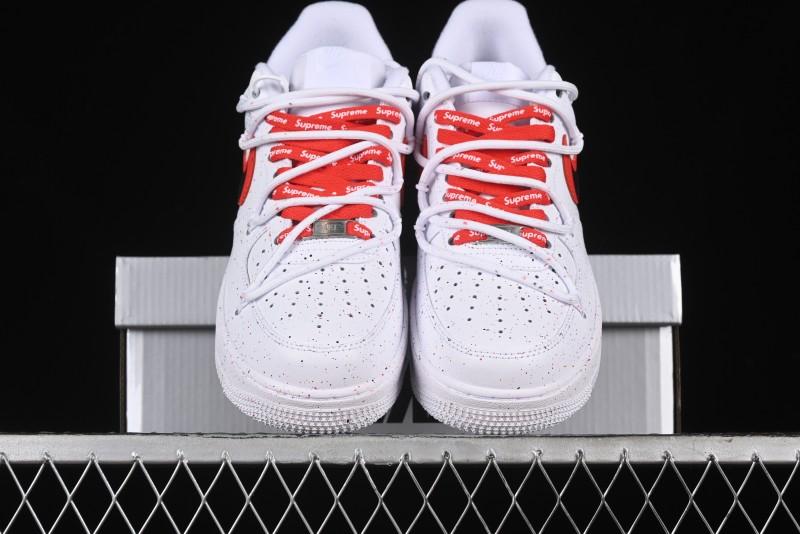 Supreme x Nike Air Force 1 '07 Low Casual Sneakers with Broken Swoosh and Anime-Inspired Spray Paint Design - CU9225-101