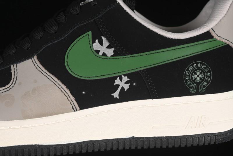Nike Air Force 1'07 Low Chrome Hearts Collaboration Black Green Swoosh Casual Sneakers - KK1988-074