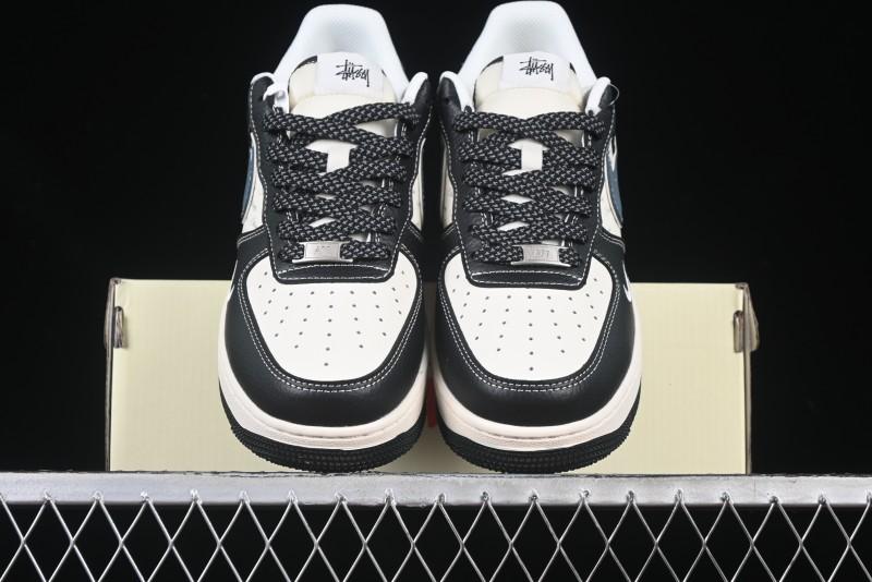 Nike Air Force 1 '07 Low Stussy Collaboration Grey Blue Black Leather Low-Top Casual Sneakers - XZ6188-199