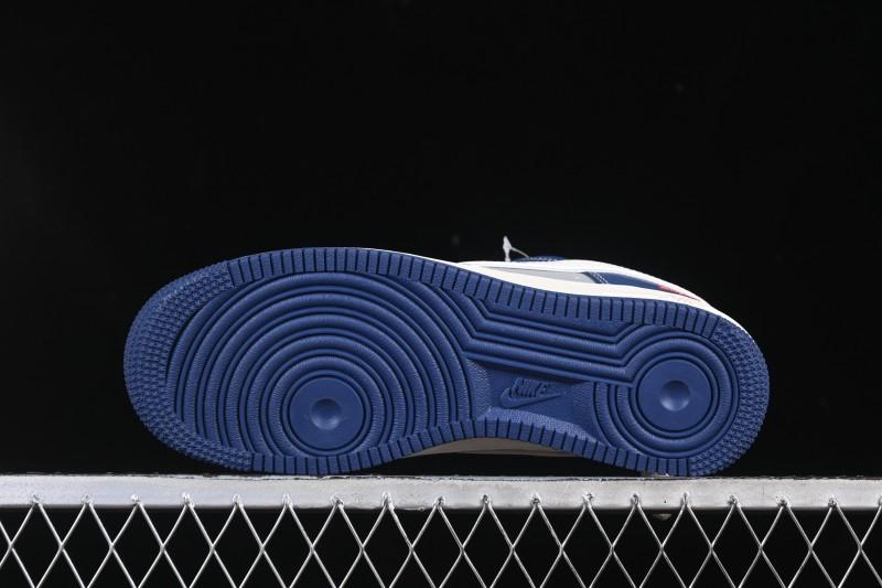 Nike Air Force 1 '07 Low Supreme Collaboration White Blue Gray Red Casual Sneakers - XD2588-602