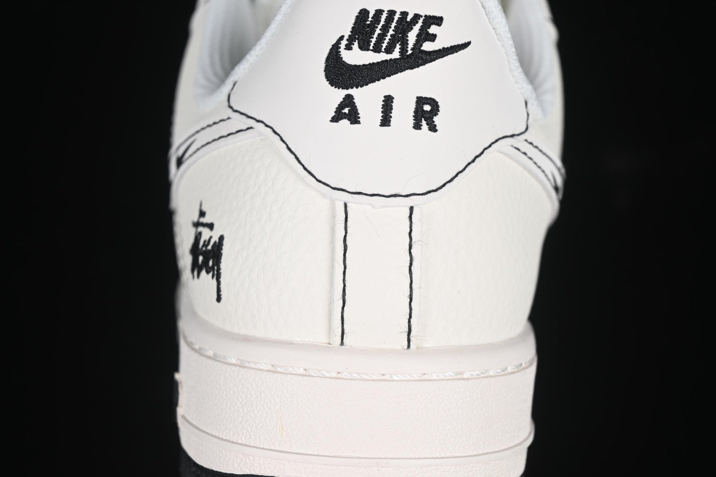 Nike Air Force 1 '07 Low Stussy Collaboration Black Swoosh Casual Sneakers - HH7518-062