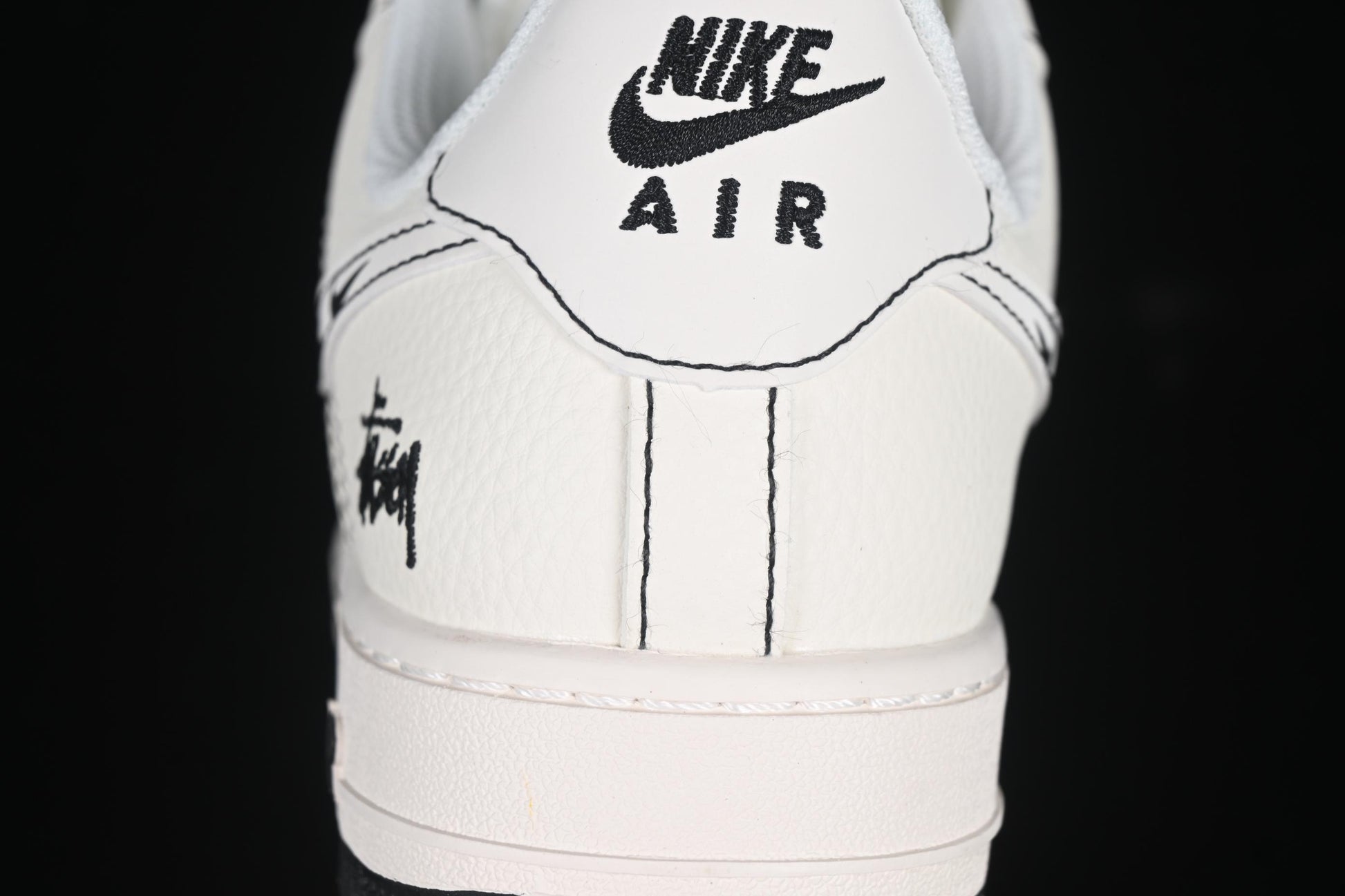 Nike Air Force 1 '07 Low Stussy Collaboration Black Swoosh Casual Sneakers - HH7518-062