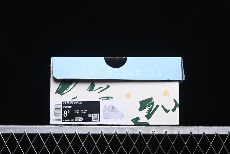 Nike Air Force 1 '07 Low Casual Sneakers with Valentines Day Theme and Blue Bow Detail - CH9999-223