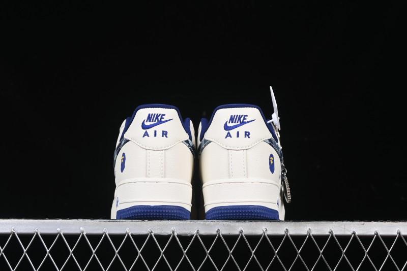 Nike Air Force 1 '07 Low Bape Collaboration - Blue Four Small Swoosh Casual Sneakers - KK1988-036