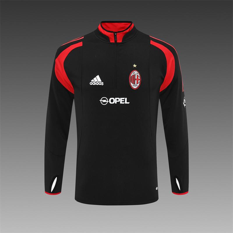 Retro 04/05 AC Milan Black Half Zipper Jacket+Long Pants