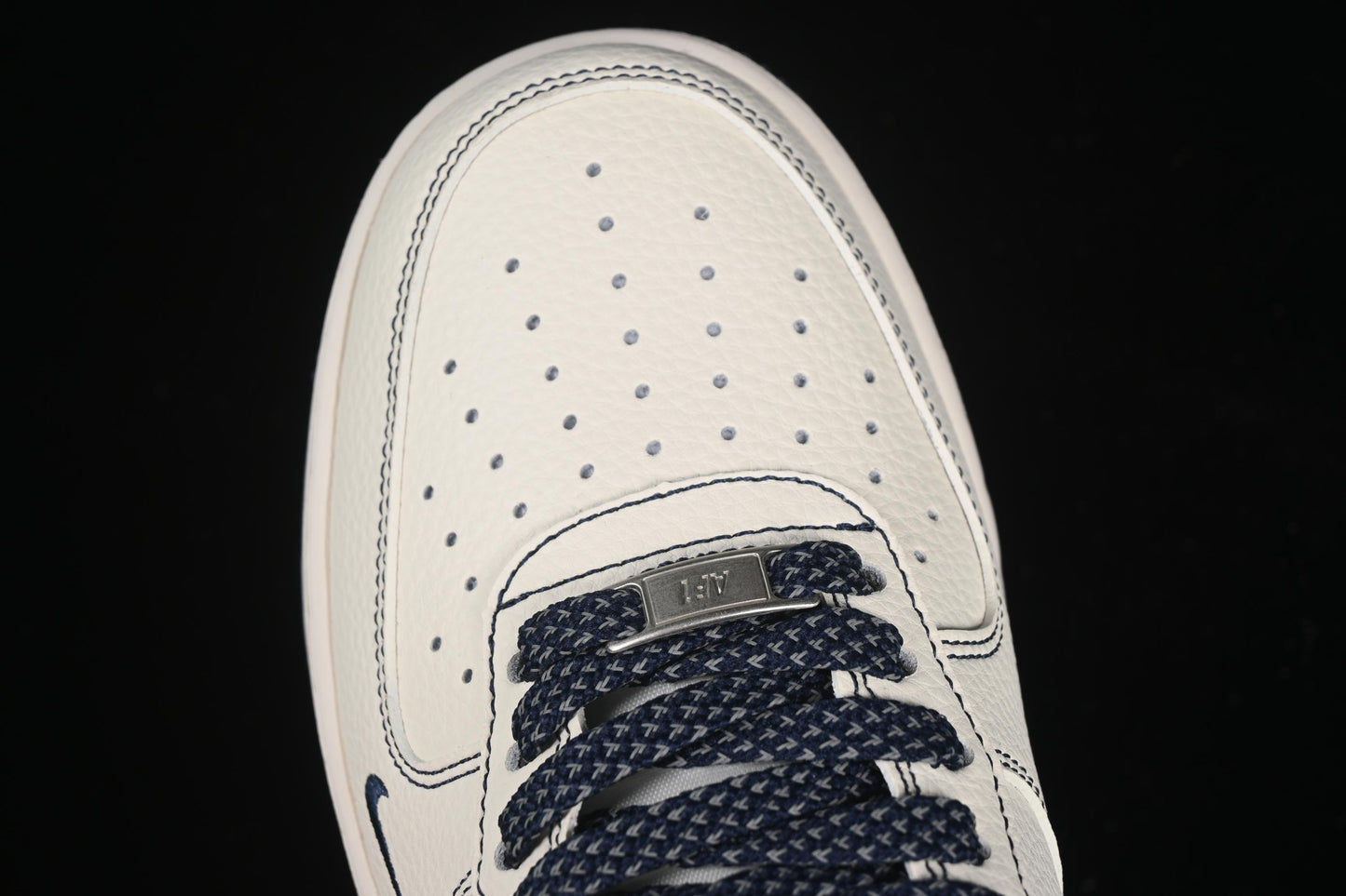 Nike Air Force 1 '07 Low Stussy Collaboration Dark Blue Mini Swoosh Casual Sneakers - HH7518-061