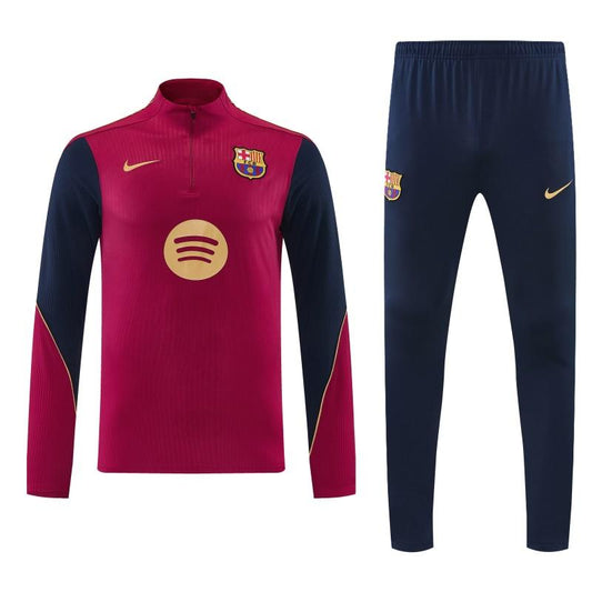 26/27 Barcelona Red & Black Half Zipper Jacket Tracksuit + Long Pants