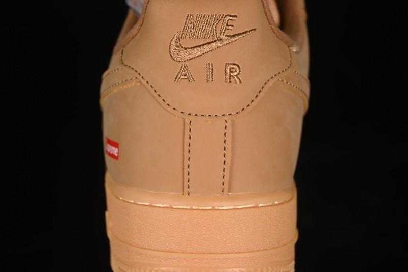 Nike Supreme x Air Force 1 Low Casual Sneakers in Wheat Suede with Full-Length Air Cushion - DN1555-200