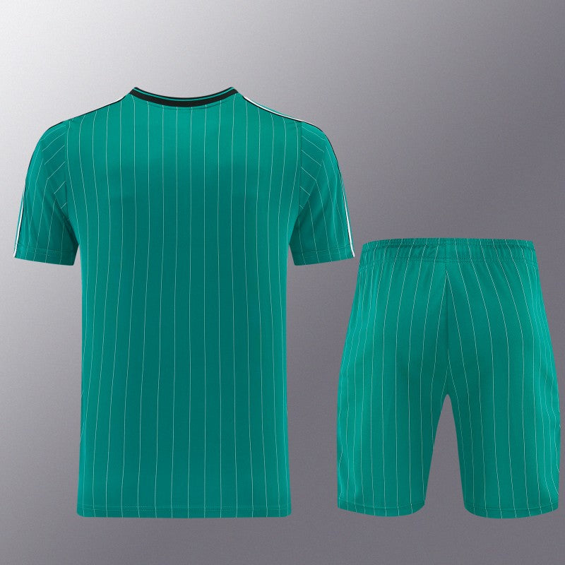 26/27 Liverpool Green Pinstripe Short Sleeve+Soccer Shorts