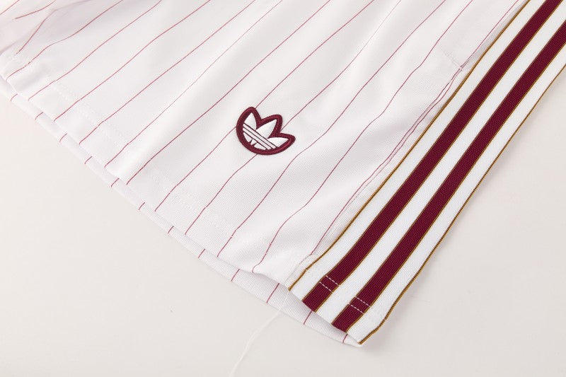 26/27 Arsenal White Pinstripe Short Sleeve+Soccer Shorts
