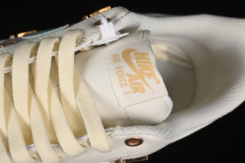Nike Air Force 1 '07 Low Casual Sneakers with Mint Mambo Anime Theme and Gold Spray - ZH0316-040