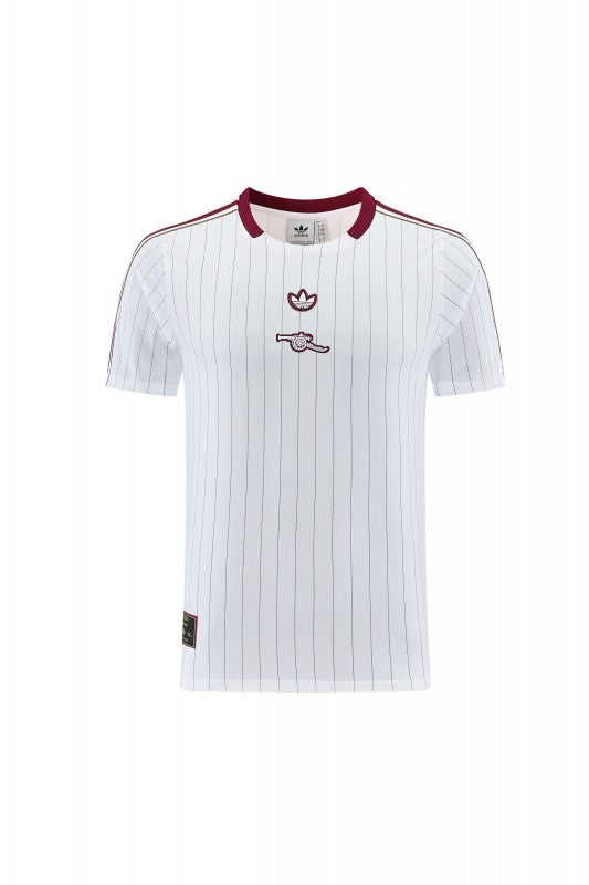 26/27 Arsenal White Pinstripe Short Sleeve+Soccer Shorts
