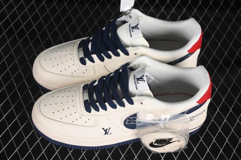 Nike Air Force 1'07 Low LV Collaboration Blue Denim Swoosh Casual Sneakers - XX3168-128