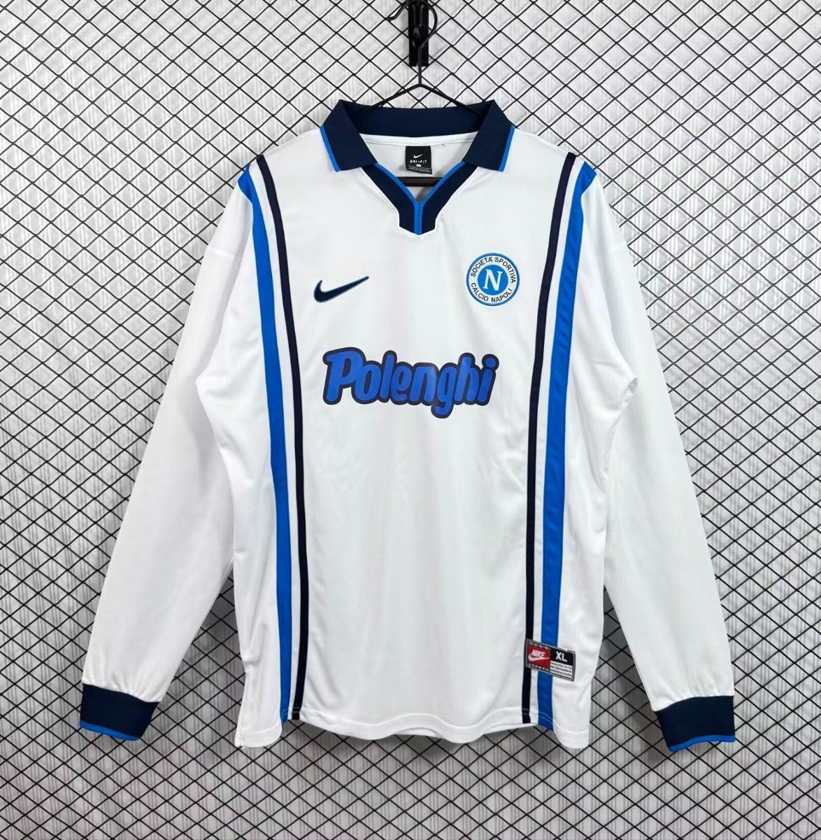 Retro 97/98 Napoli Away White Long Sleeve Jersey