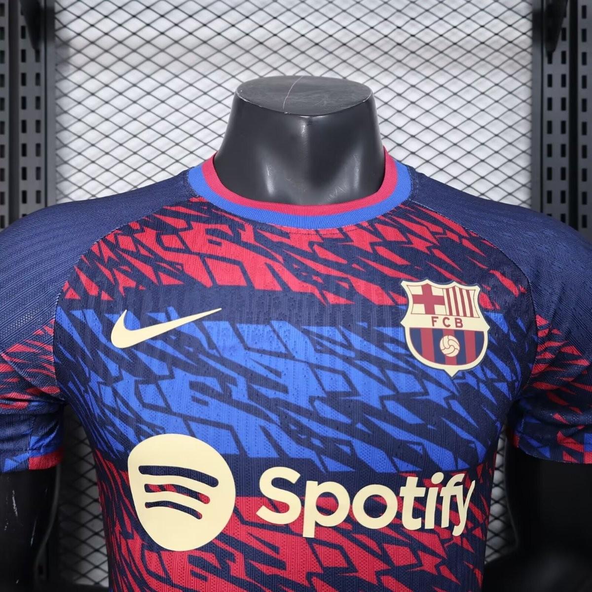 Player Version 25/26 FC Barcelona Navy Blue with Red and Blue Abstract Pattern Jersey