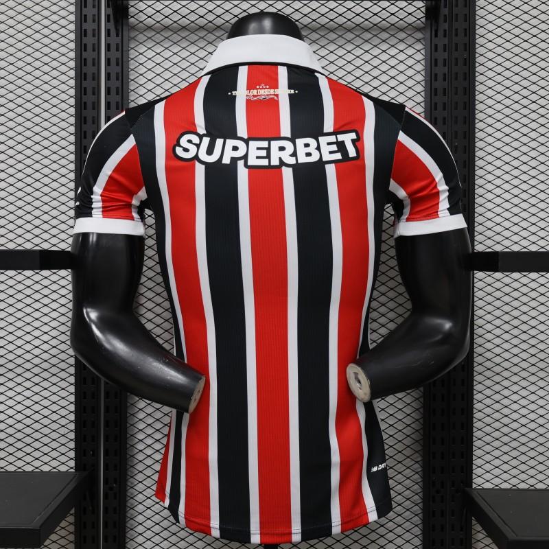 Player Version 26/27 São Paulo FC Away Red & Black Stripe  With White Collar Jersey