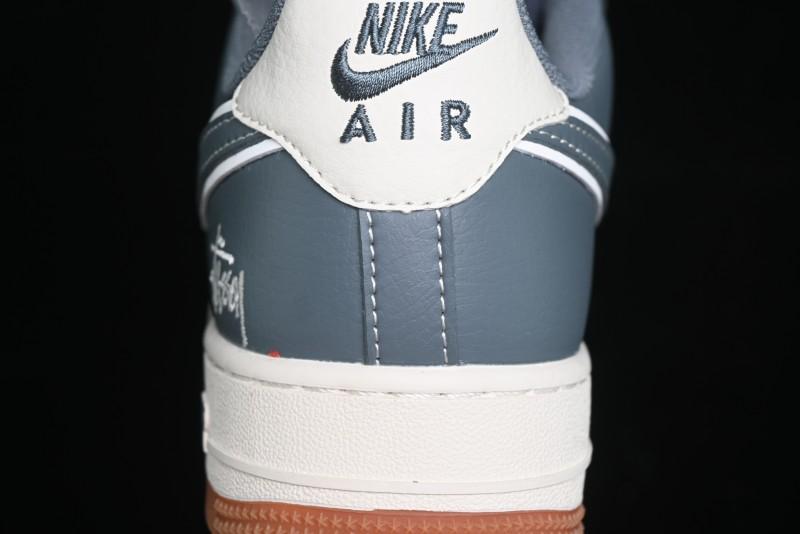 Nike Air Force 1 '07 Low Stussy Collaboration - Grey White Gum Sole Low-Top Casual Sneakers - XZ9688-101